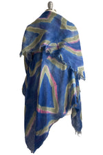 Load image into Gallery viewer, Asymmetrical Wrap Vest - Open Weave Linen w/ Itajime Dye - Periwinkle, Olive &amp; Pink
