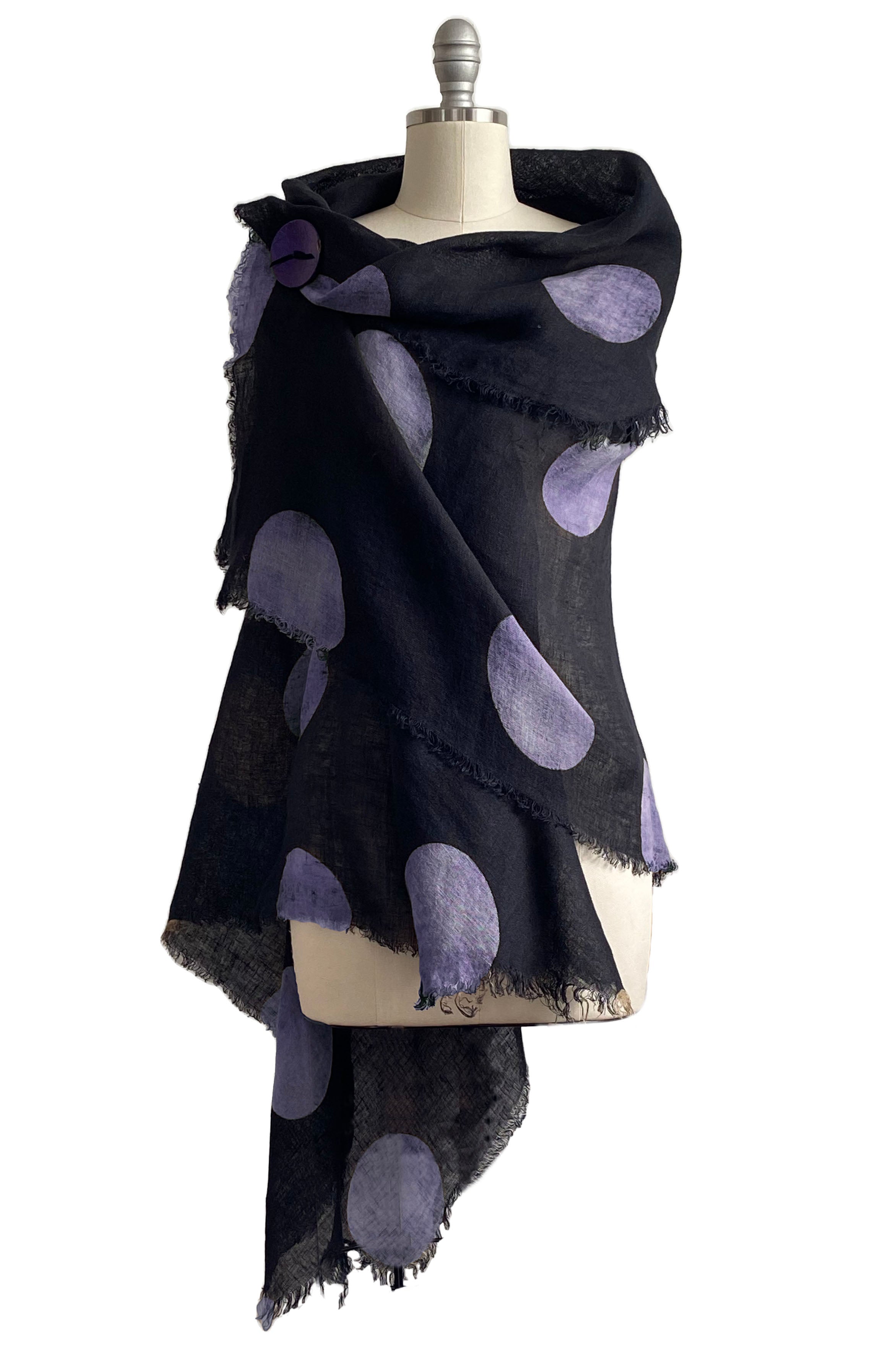 Asymmetrical Wrap Vest - Open Weave Linen w/ Moon Print - Choose Color