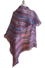 Load image into Gallery viewer, Asymmetrical Wrap Vest - Open Weave Linen w/ Itajime Dye - Blue, Pink &amp; Purple
