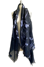 Load image into Gallery viewer, Asymmetrical Wrap Vest - Open Weave Linen w/ Cotton Print - Black &amp; Lilac
