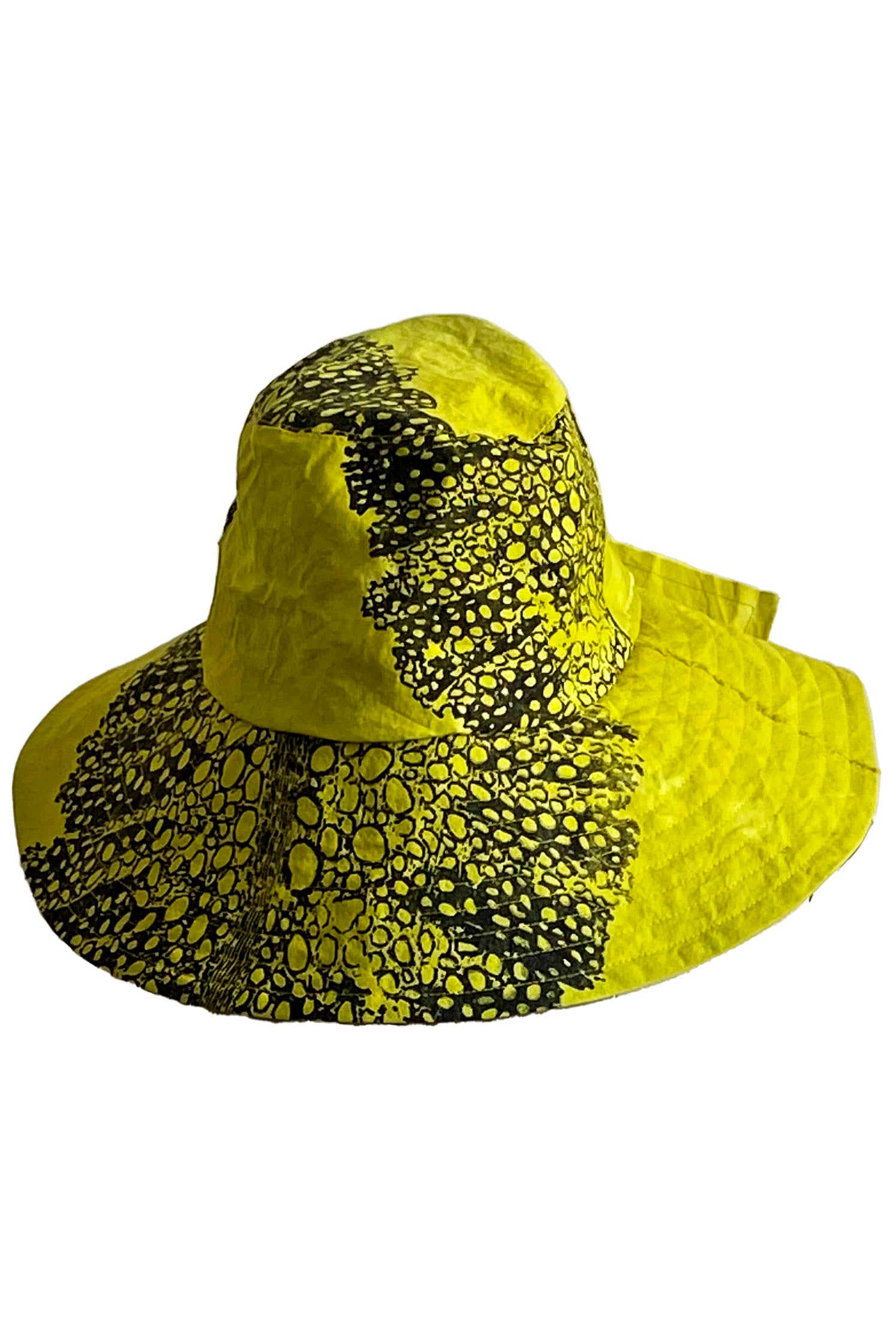 Brighton Hat - Chartreuse w/ Big Leaf Print