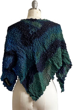 Load image into Gallery viewer, Bubble Silk Poncho w/ River Dye - Green, Black &amp; Blue
