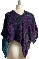 Load image into Gallery viewer, Bubble Silk Poncho w/ River Dye - Purple, Teal &amp; Black
