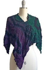 Load image into Gallery viewer, Poncho in Bubble Silk w/ River Dye - Black, Green &amp; Purple

