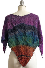 Load image into Gallery viewer, Poncho in Bubble Silk w/ River Dye - Black, Blue, Purple &amp; Orange
