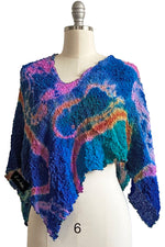 Load image into Gallery viewer, Bubble Silk Poncho w/ River Dye - Cobalt
