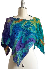 Load image into Gallery viewer, Poncho in Bubble Silk w/ River Dye - Blue Spectrum
