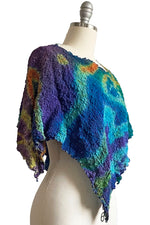 Load image into Gallery viewer, Poncho in Bubble Silk w/ River Dye - Blue Spectrum
