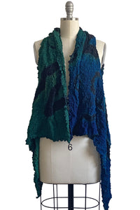 Vest Bubble Silk w/ River Dye - Black, Blue & Green