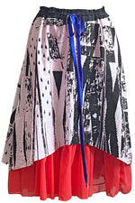 Load image into Gallery viewer, Cannes Skirt w/ Brass Print - Black, White &amp; Coral
