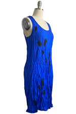 Load image into Gallery viewer, Crinkle Tank Dress in China Silk w/ Ginkgo Print - Cobalt Blue
