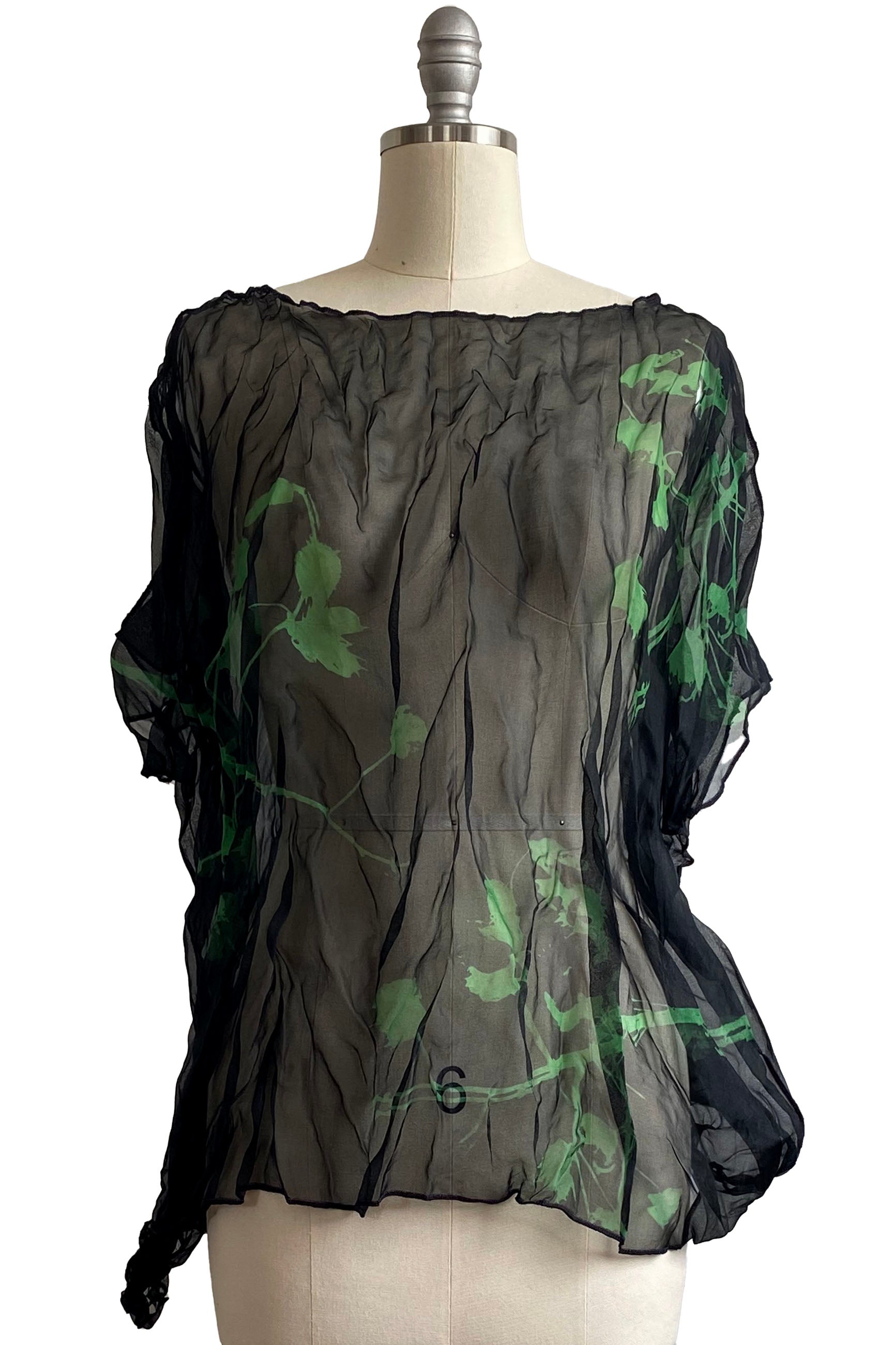 Deb Top w/ Cotton Print - Black & Green