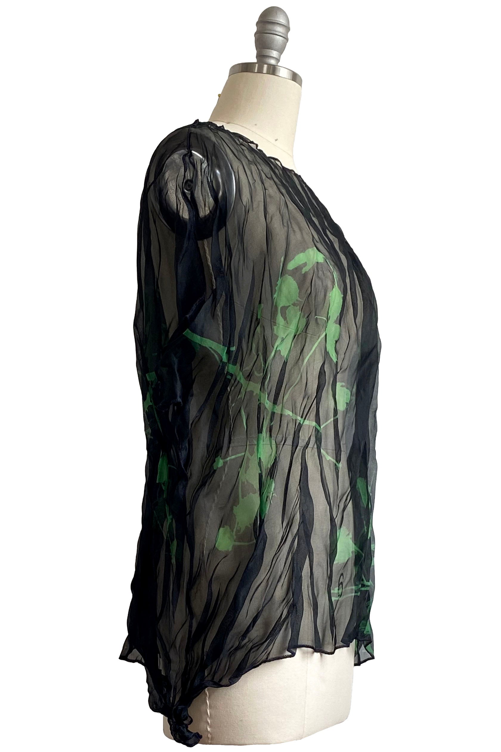 Deb Top w/ Cotton Print - Black & Green