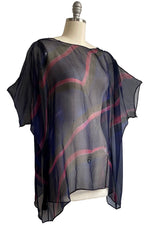 Load image into Gallery viewer, Deb Top w/ Itajime Dye - Black, Pink &amp; Purple
