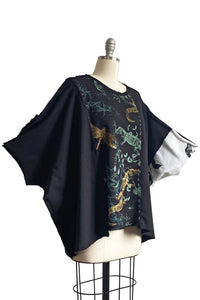 Deb Tunic w/ Alligator Print Patchwork - Black