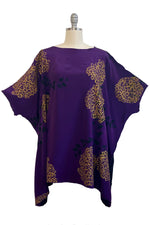 Load image into Gallery viewer, Deb Tunic Dress w/ Hydrangea Print - Purple &amp; Gold
