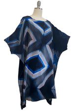Load image into Gallery viewer, Deb Tunic Dress w/ Itajime Dye -Blue, Grey &amp; Black
