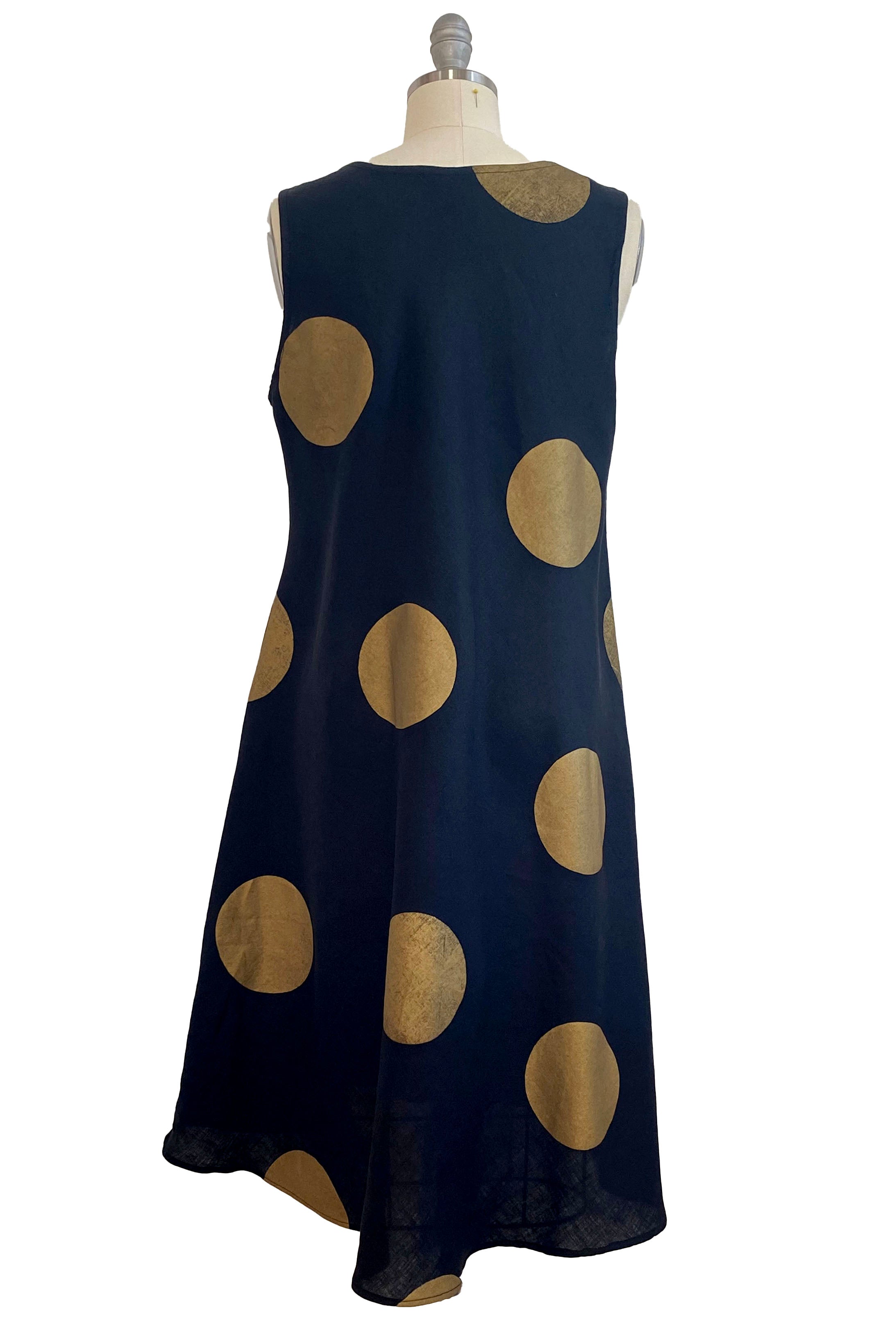Emilia Dress w/ Dot Print -  Black & Gold