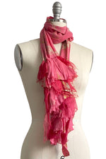 Load image into Gallery viewer, Esmeralda Ruffled Scarf - Ruby Pink &amp; Gold

