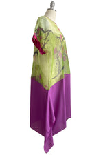 Load image into Gallery viewer, Essa Dresa w/ Thistle Print - Lime Green &amp; Purple

