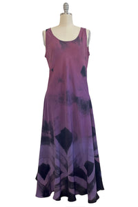 Fan Dress w/ Itajime Dye - Purple Ombre