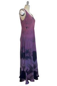 Fan Dress w/ Itajime Dye - Purple Ombre