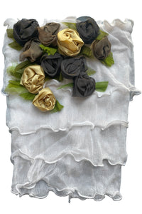 Flower Collar Headband - White, Beige & Navy
