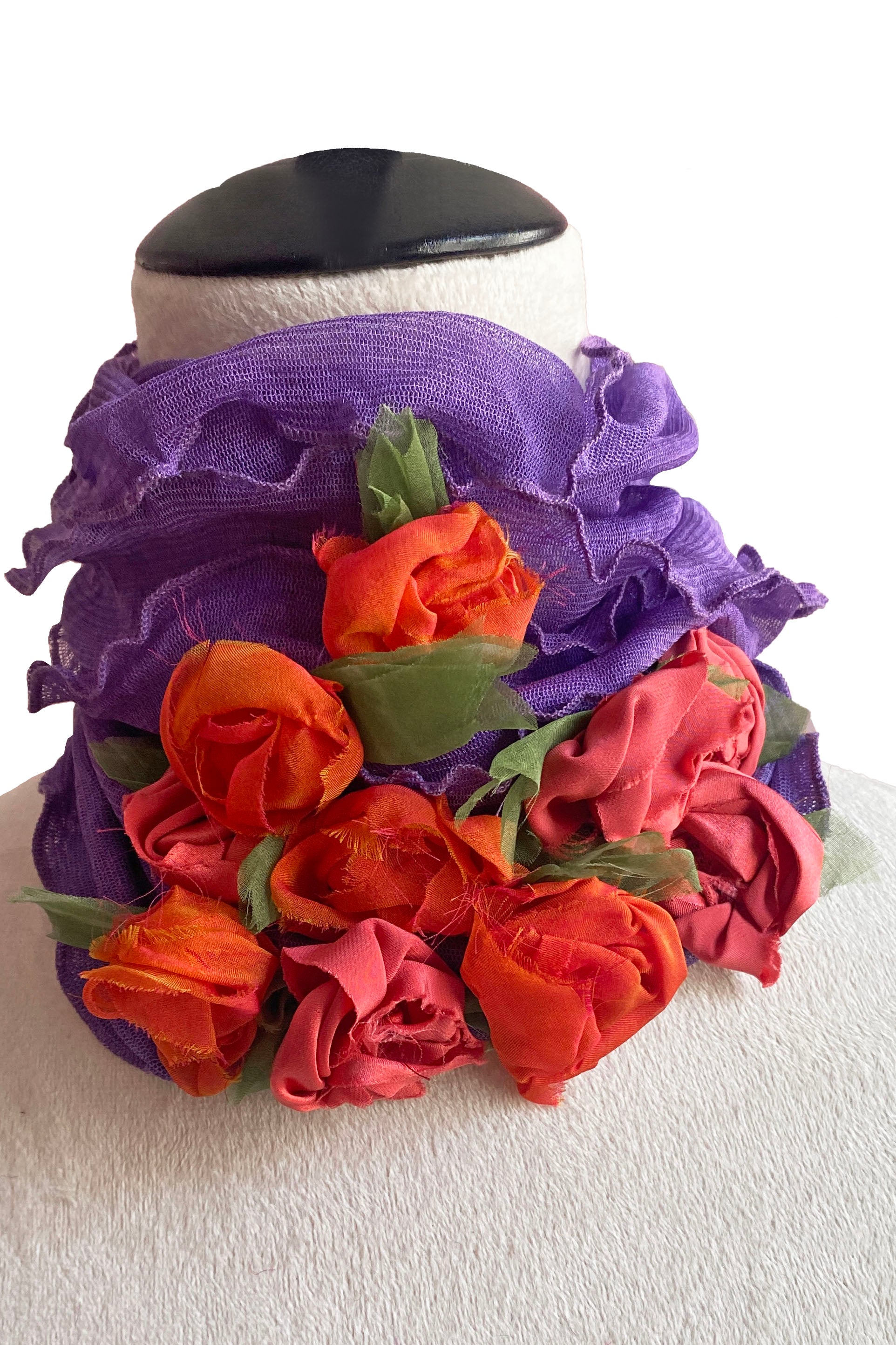 Flower Collar Headband - Purple & Orange