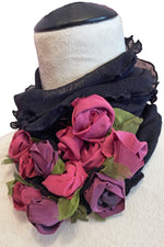 Load image into Gallery viewer, Flower Collar Headband - Black w/ Magenta &amp; Fuchsia
