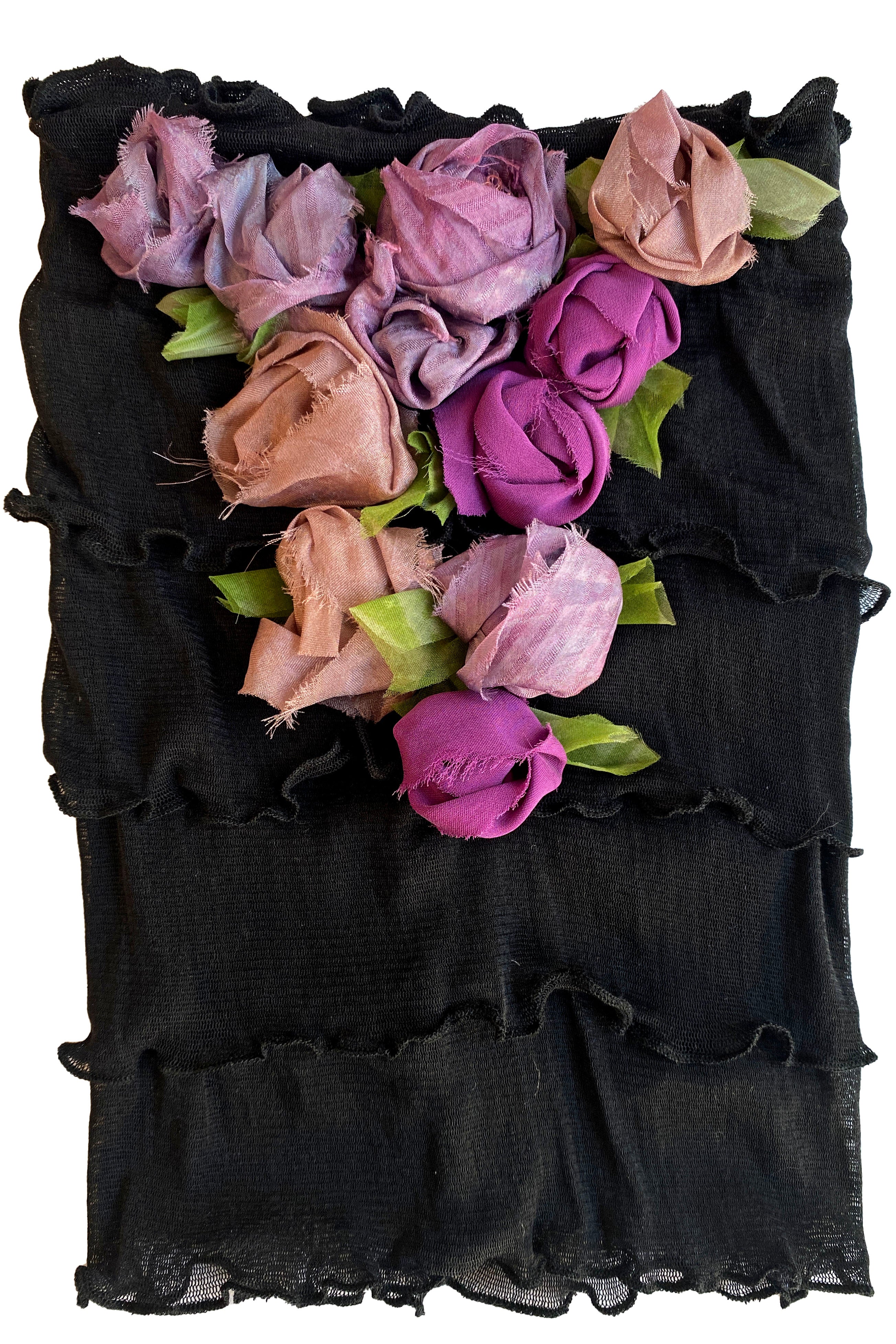 Flower Collar Headband - Black w/ Purples