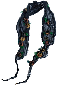 Flower Scarf - Black w/ Copper, Gold, Black