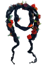 Load image into Gallery viewer, Flower Scarf - Black w/ Orange, Dark Red, Rust, Mauve
