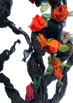 Load image into Gallery viewer, Flower Scarf - Black w/ Orange, Dark Red, Rust, Mauve

