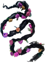 Load image into Gallery viewer, Flower Scarf - Black w/ Pink, Yellow, Lilac Pink
