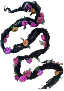 Flower Scarf - Black w/ Pink, Yellow, Lilac Pink