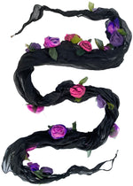 Load image into Gallery viewer, Flower Scarf - Black w/ Neon Pink, Purple
