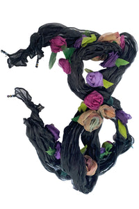 Flower Scarf - Black w/ Magenta, Purple, Mauve