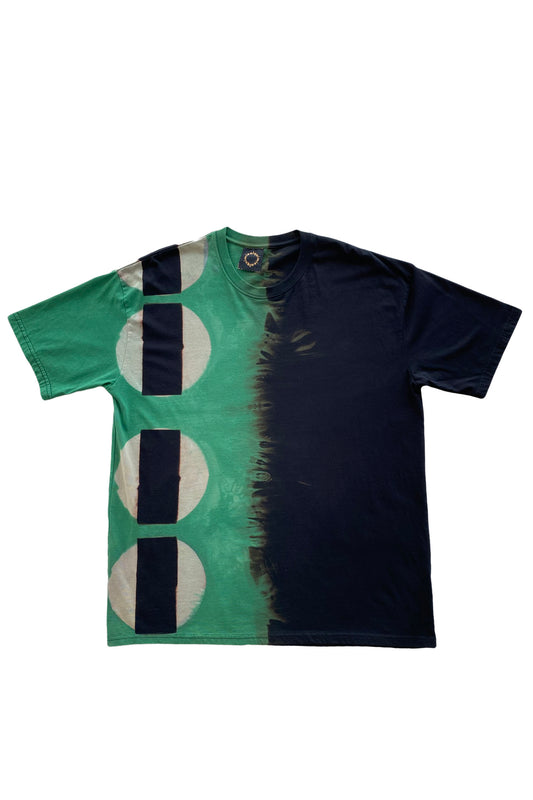 KB x Alquimie Studio Dyed T-Shirt - Shibori Circle - Emerald, Natural & Black - 2XL