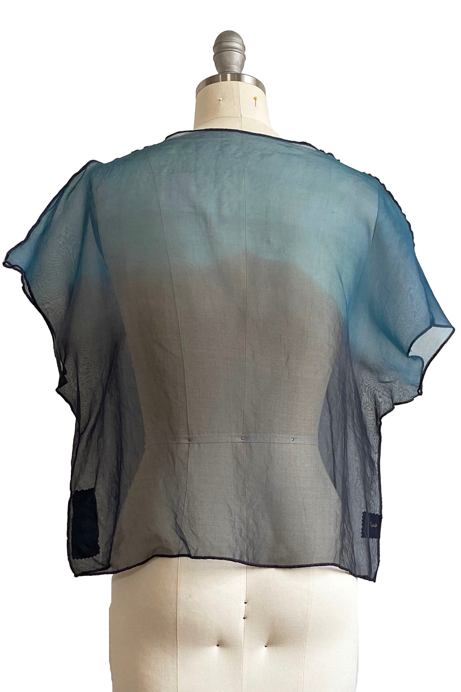 Jen Crop Top w/ Ombre Dye - Black & Teal - M/L