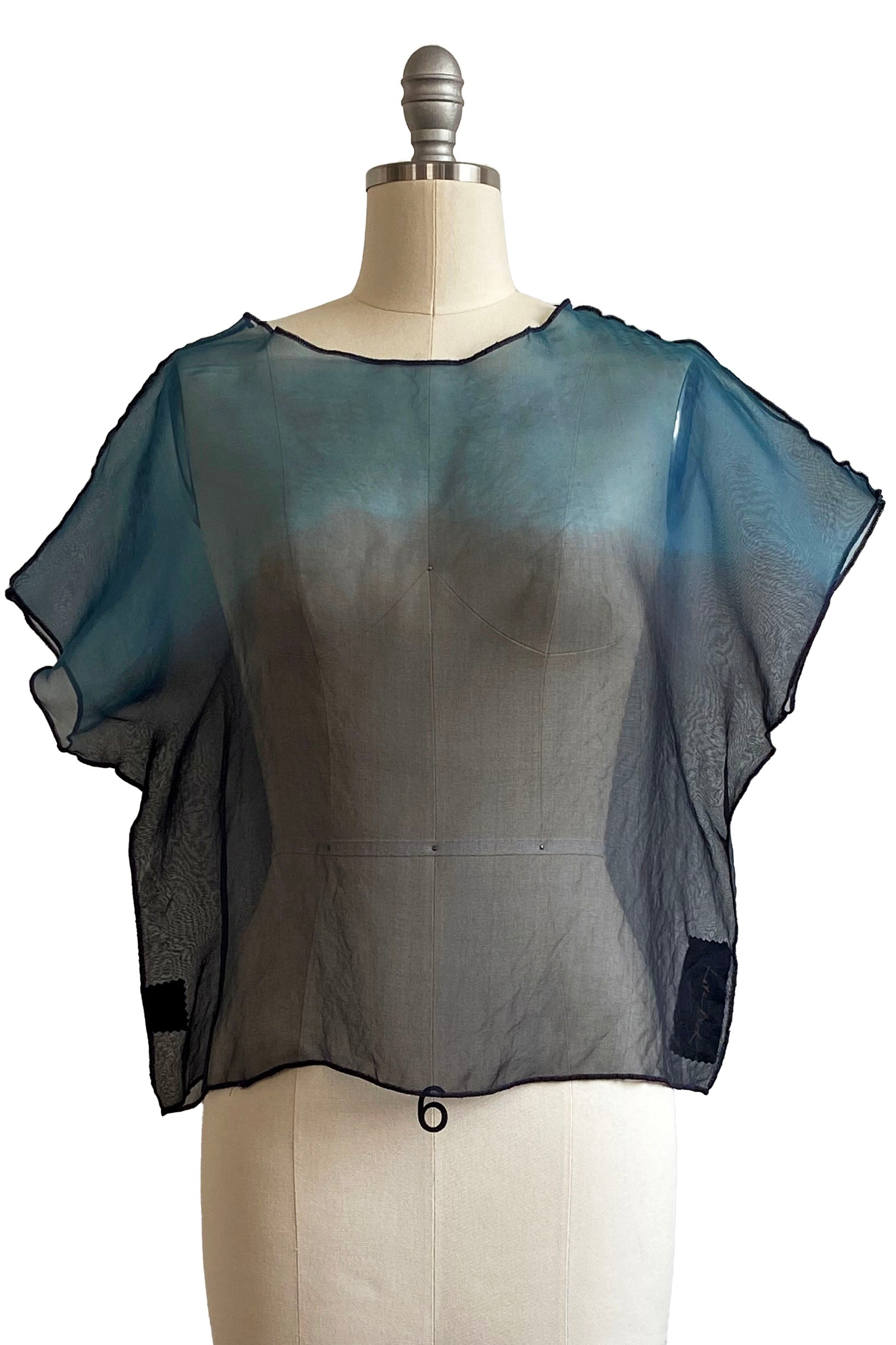 Jen Crop Top w/ Ombre Dye - Black & Teal - M/L