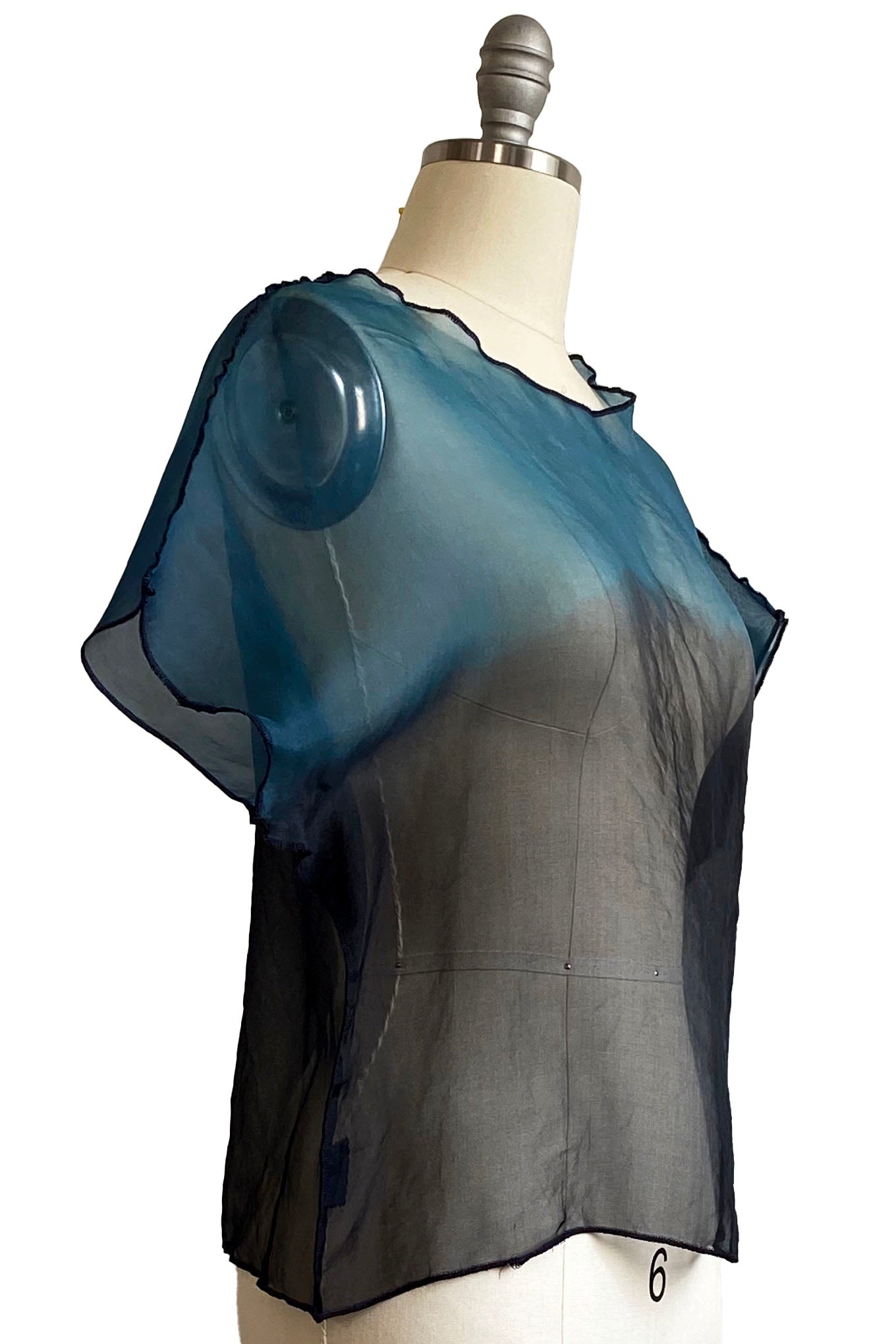 Jen Crop Top w/ Ombre Dye - Black & Teal - M/L
