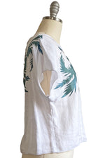 Load image into Gallery viewer, Jen Crop Top w/ Thistle Print - White &amp; Green - S/M
