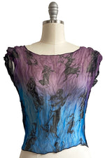 Load image into Gallery viewer, Jen Crop Top w/ Muses Print - Purple &amp; Blue Ombre - S/M
