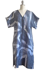 Load image into Gallery viewer, Short Sleeve Kaftan Dress - Charcoal &amp; White Itajime - S/M
