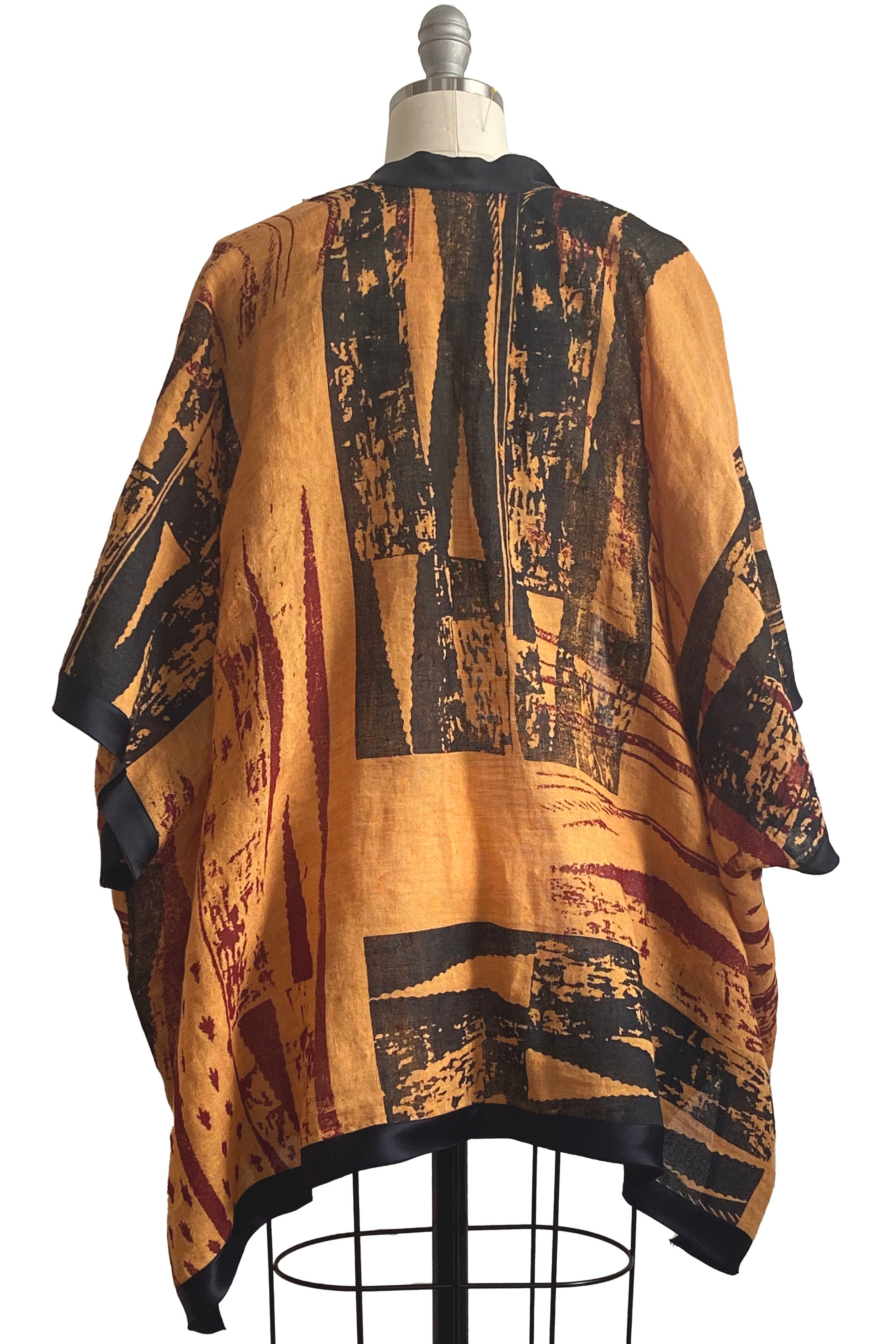 Lucianne Drape - Linen w/ Brass Print - Goldenrod, Red, Black