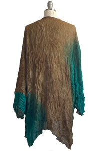 Lundy Duster in Waffle Silk - Stone & Teal Ombre