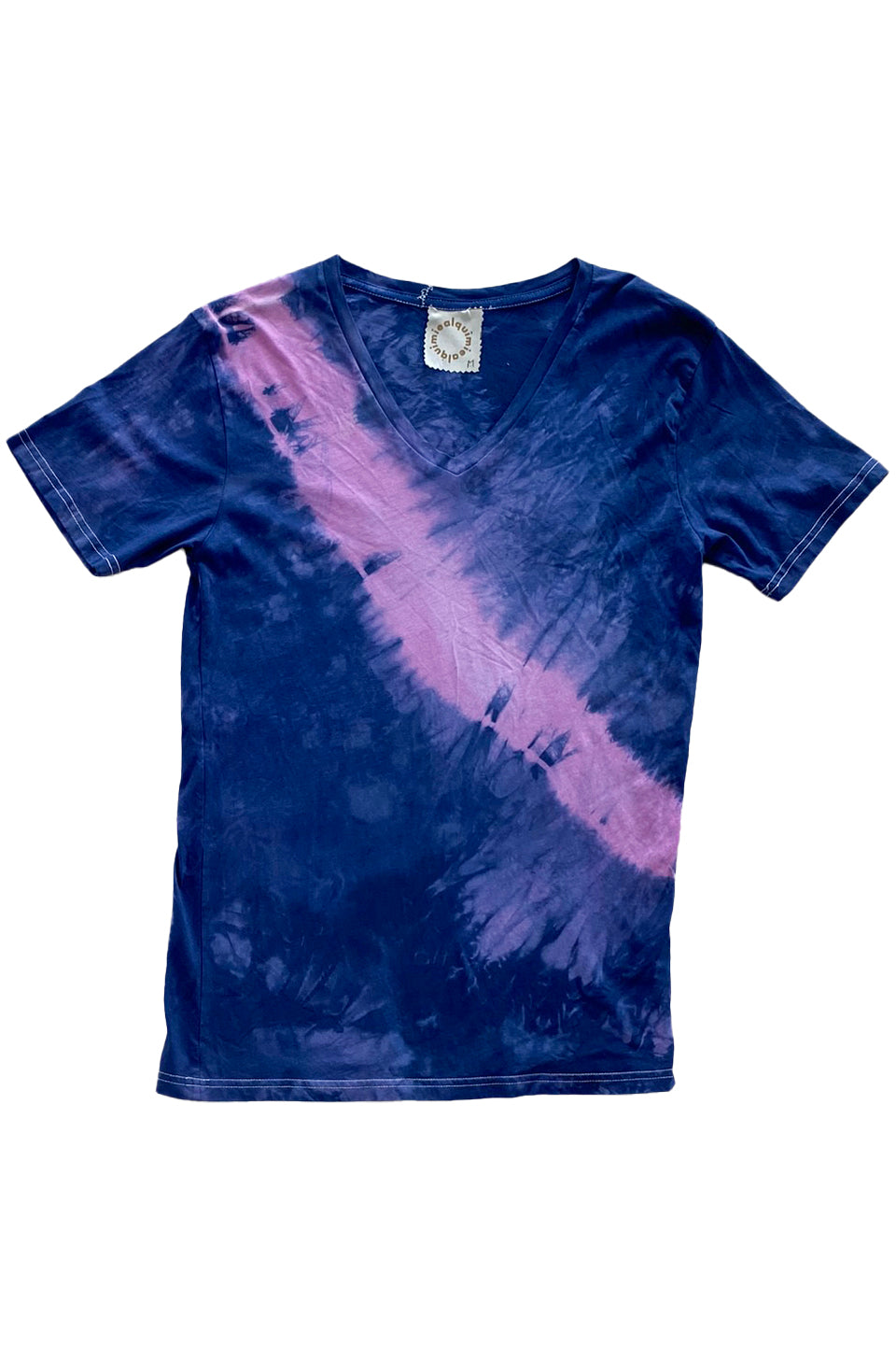 KB x Alquimie Studio Dyed T-Shirt - Blue Violet & Lilac Pink - Unisex Slim V-Neck M