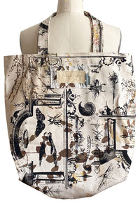 Hand Dyed & Printed Canvas Tote - Natural Cabinet of Curiosities