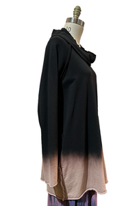 Alquimie Funnel Neck Oversized Sweater in Black & Natural Ombre