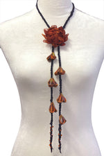Load image into Gallery viewer, Scrap Rope Lariat w/ Kanzashi Bolo - Large
